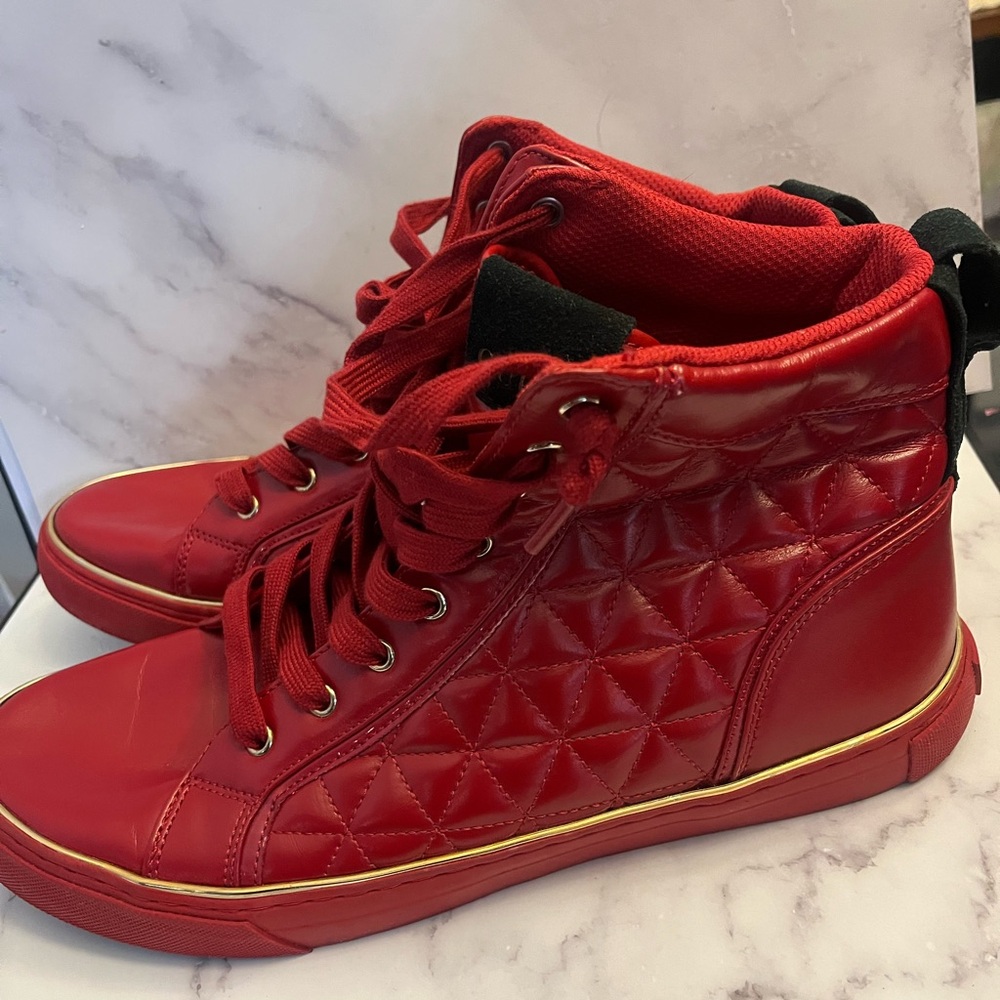 Guess Red Quilted High-Top Sneakers